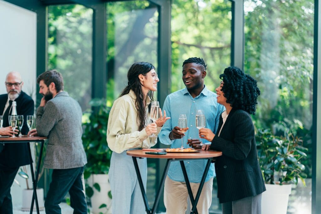 Businessmen and businesswomen making a corporate party