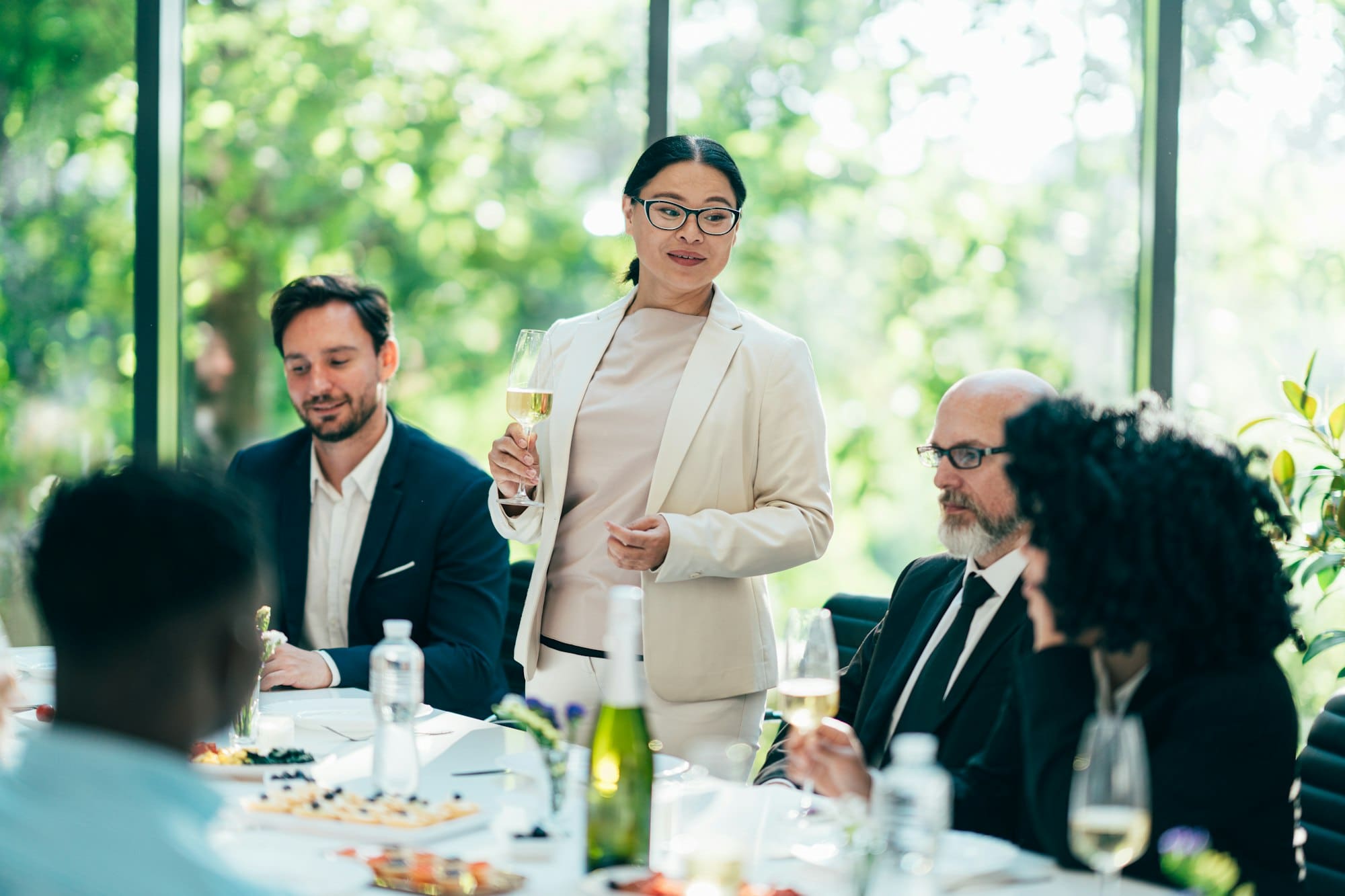 Businessmen and businesswomen making a corporate party